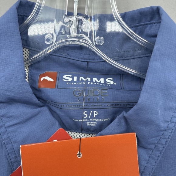 Simms Guide LS Shirt Mens Small Blue Long Sleeve Fishing Sun Nylon UPF NWT - Picture 5 of 14